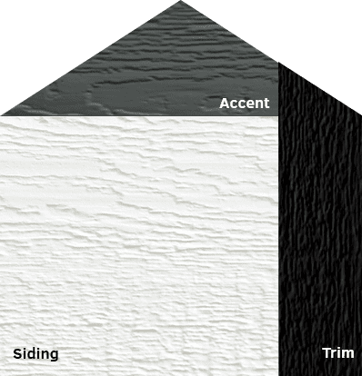 Diamond Kote White Siding, Smoky Ash Accent and Onyx Trim | Red River Siding